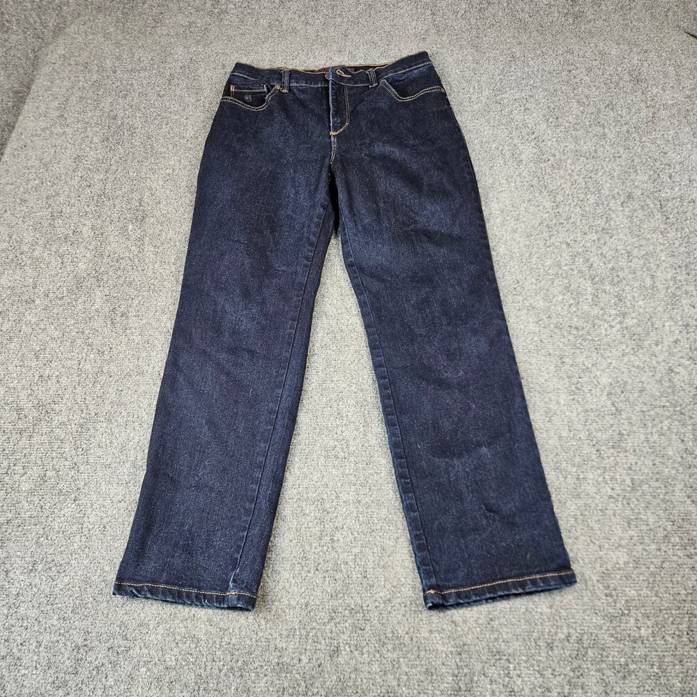 Gloria Vanderbilt Amanda Jeans Womens 8P Dark‎ Wash Indigo Straight Leg Petite